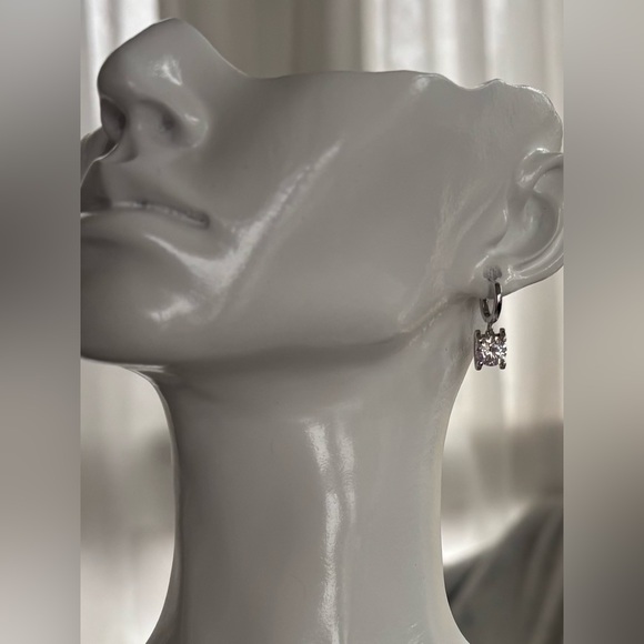 Moissanite Sterling Silver Huggie Drop Earrings 2ct total